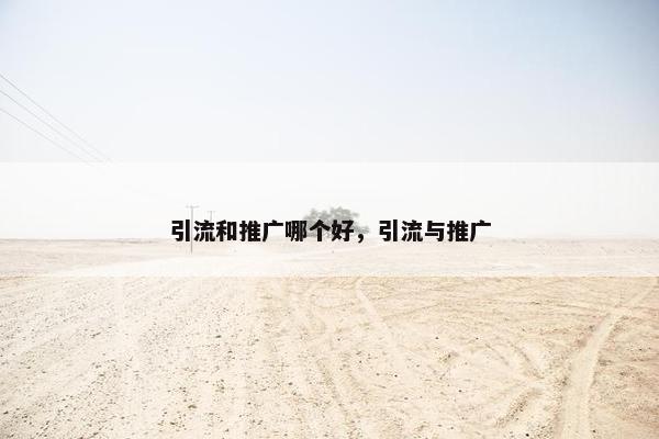 引流和推广哪个好，引流与推广