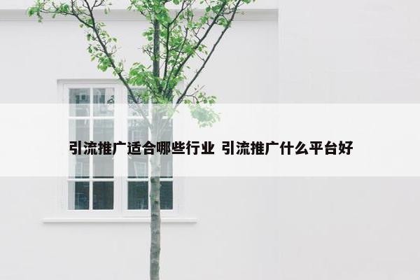 引流推广适合哪些行业 引流推广什么平台好