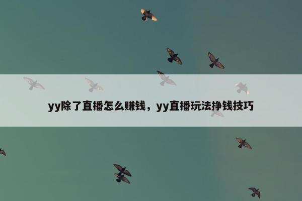 yy除了直播怎么赚钱，yy直播玩法挣钱技巧