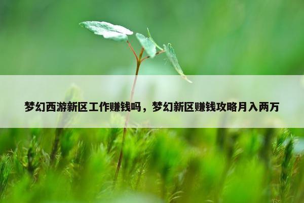 梦幻西游新区工作赚钱吗，梦幻新区赚钱攻略月入两万