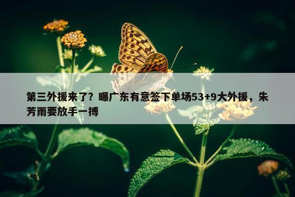 第三外援来了？曝广东有意签下单场53+9大外援，朱芳雨要放手一搏